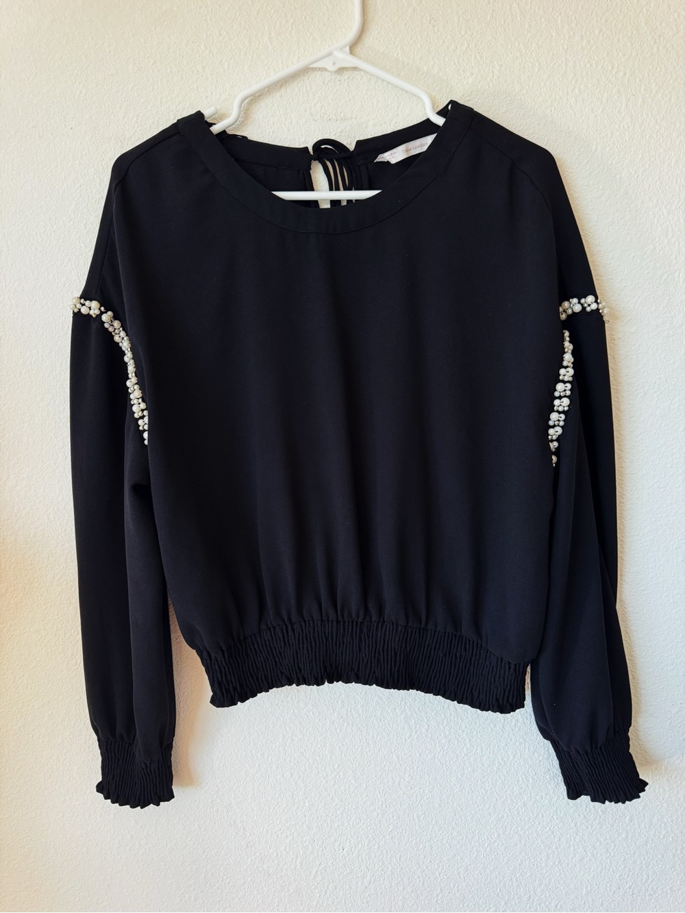 Zara Black Top with Faux Pearl